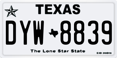 TX license plate DYW8839