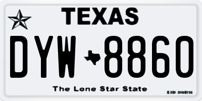 TX license plate DYW8860