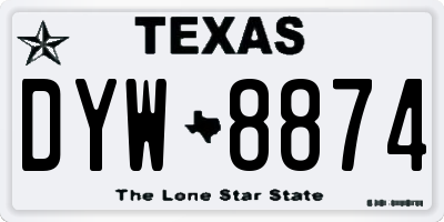 TX license plate DYW8874