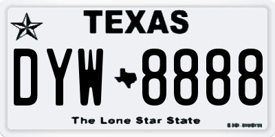 TX license plate DYW8888