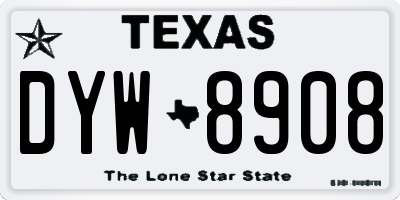 TX license plate DYW8908