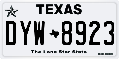 TX license plate DYW8923