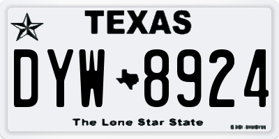 TX license plate DYW8924