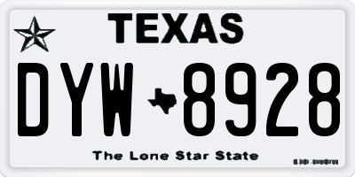 TX license plate DYW8928