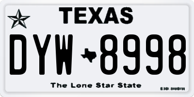 TX license plate DYW8998