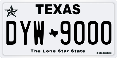 TX license plate DYW9000