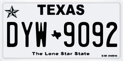 TX license plate DYW9092