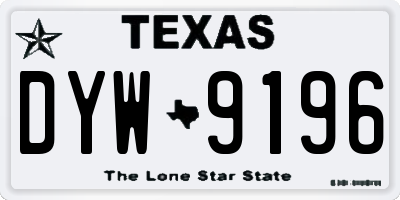 TX license plate DYW9196