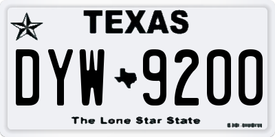 TX license plate DYW9200