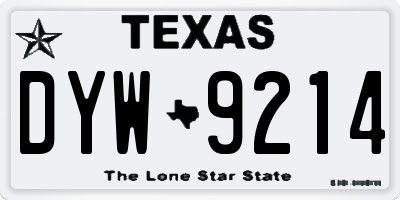 TX license plate DYW9214