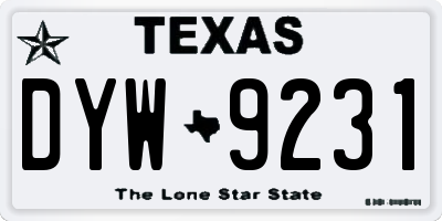 TX license plate DYW9231