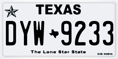 TX license plate DYW9233