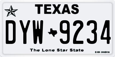 TX license plate DYW9234