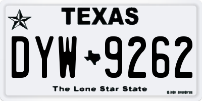TX license plate DYW9262