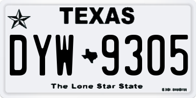 TX license plate DYW9305