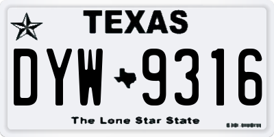 TX license plate DYW9316