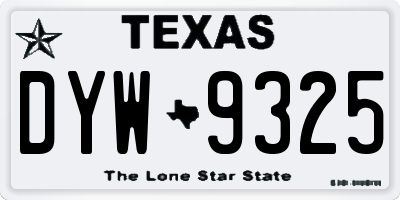 TX license plate DYW9325