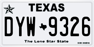 TX license plate DYW9326