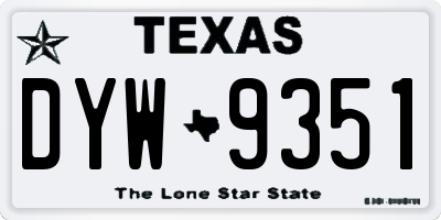 TX license plate DYW9351