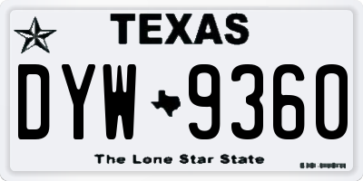 TX license plate DYW9360
