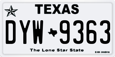TX license plate DYW9363