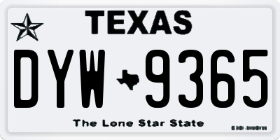 TX license plate DYW9365