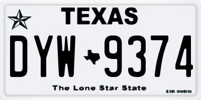 TX license plate DYW9374