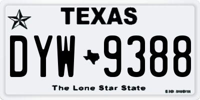 TX license plate DYW9388