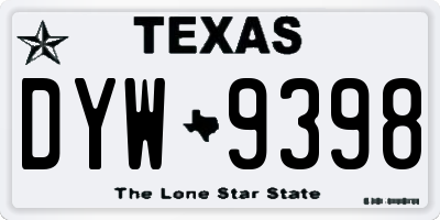 TX license plate DYW9398