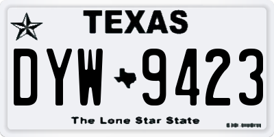 TX license plate DYW9423