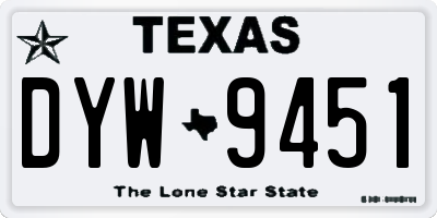 TX license plate DYW9451