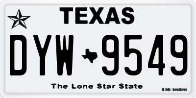 TX license plate DYW9549