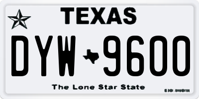 TX license plate DYW9600