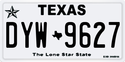 TX license plate DYW9627