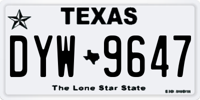 TX license plate DYW9647