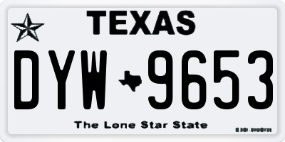 TX license plate DYW9653