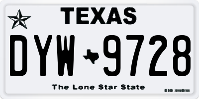 TX license plate DYW9728