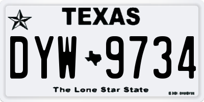 TX license plate DYW9734