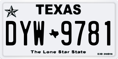TX license plate DYW9781