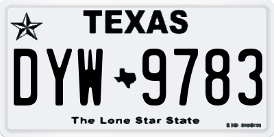 TX license plate DYW9783