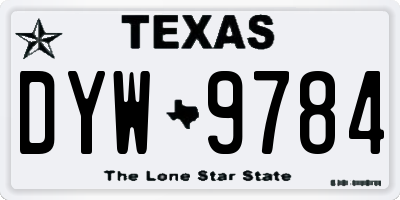 TX license plate DYW9784