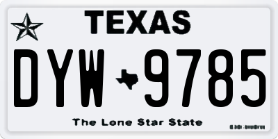 TX license plate DYW9785