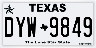 TX license plate DYW9849