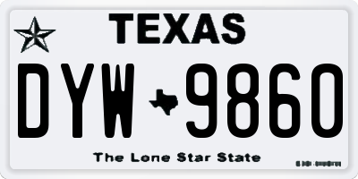 TX license plate DYW9860
