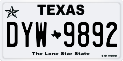 TX license plate DYW9892
