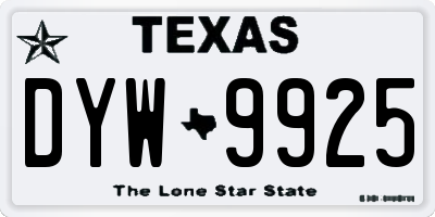 TX license plate DYW9925