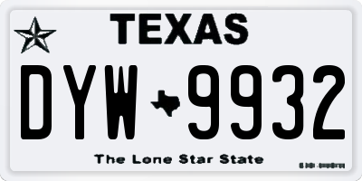 TX license plate DYW9932