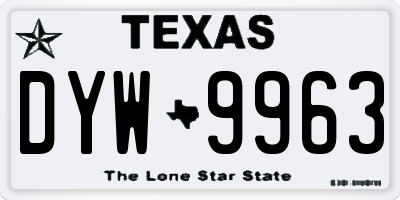 TX license plate DYW9963