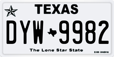 TX license plate DYW9982
