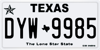 TX license plate DYW9985